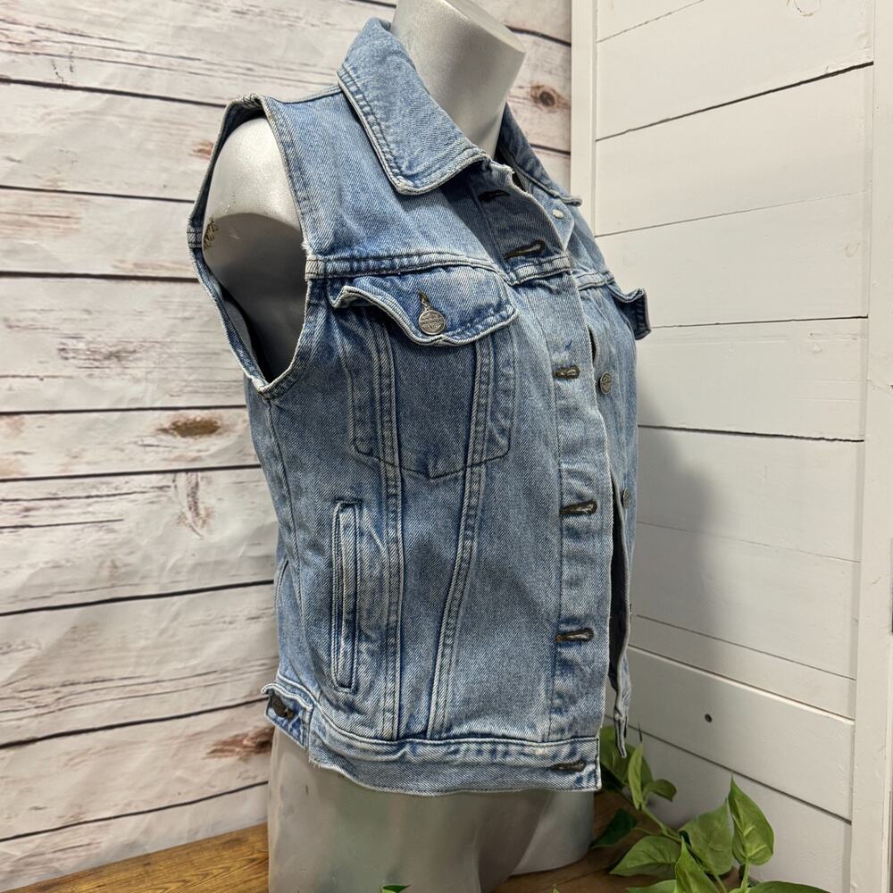 Harley Davidson Denim Jean Levi Motorcycle Vest Biker Blue Size XS Ladies Womans - Picture 7 of 9